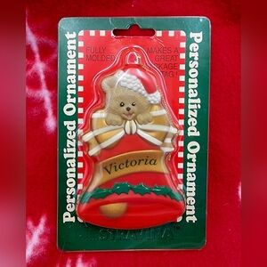 1998 Stravina Christmas Ornament ~ Bear with Bell ~ “Victoria” ~ New in Package